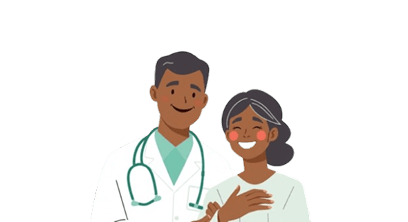 A Care on Course doctor with a smiling member